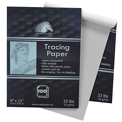 MyArtscape Tracing Paper Pad - 33lb - 9" x 12" - 100 Transparent Sheets - Artist Quality