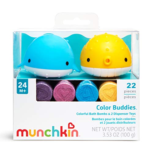 Munchkin Color Buddies Moisturizing Bath Water Color Tablets & 2 Toy Dispensers, 20 Tablets