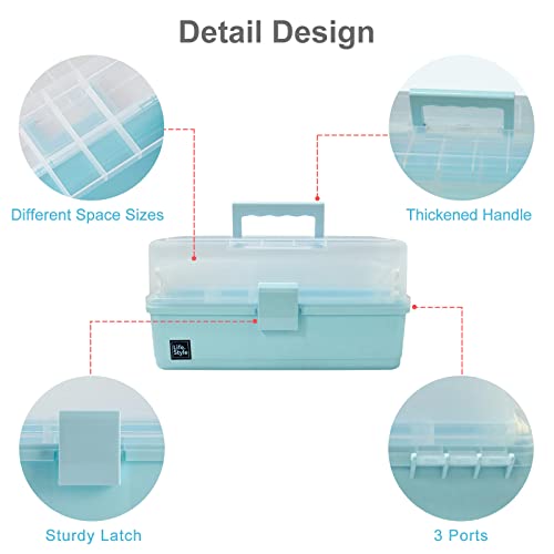 Craft Organizers and Storage, 3-Layers Folding Clear Plastic Craft Organizer, Portable Craft Tool Box, Multipurpose Craft Box Organizer for Medicine, Sewing Organizer, Nail, Art Supplies for Kids