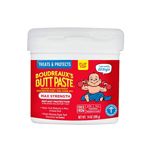 Boudreaux's Butt Paste Maximum Strength Diaper Rash Cream, Ointment for Baby, 14 oz Flip-Top Jar