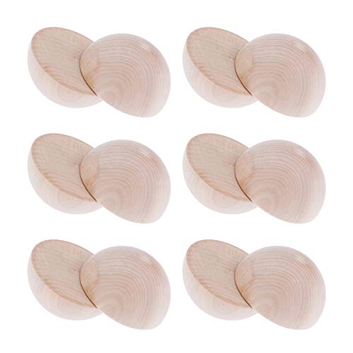 12 Pack Unfinished Half Wooden Balls 2 inch Split Wood Balls DIY Ornament Wooden Cones Craft Half Round Sphere Balls for DIY Projects Kids Arts Crafts Toy, 50mm