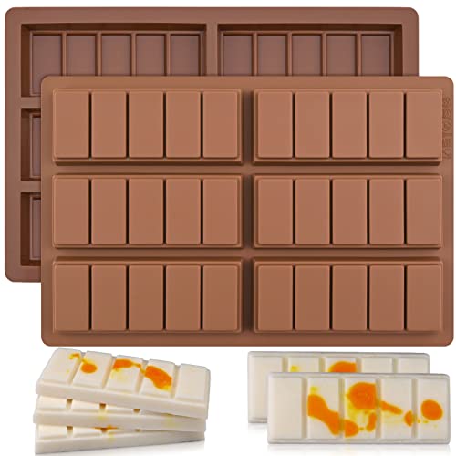Wax Melt Molds Silicone,Rectangle Silicone Wax Melt Chocolate Bar Mold For Wickless Wax Melt Candles Chocolate Bakeware Molds