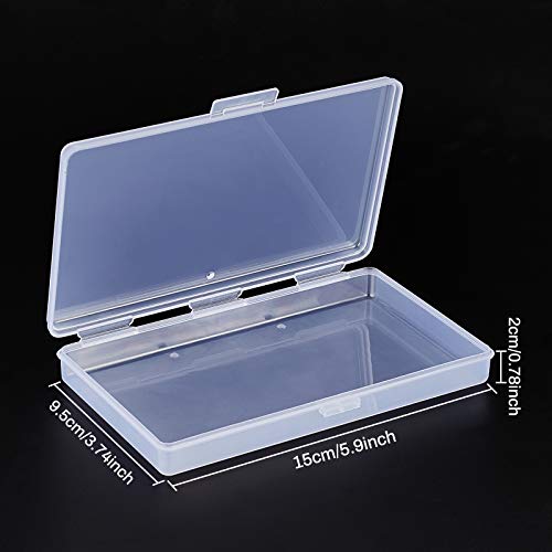 BENECREAT 8 Pack 6x3.5x0.8 Inch Rectangle Clear Plastic Storage Box with Double Hinged Lids for Photo, Pencil, Craft Tools, and Other Small Accessories