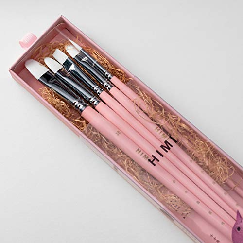 HIMI 5 Piece Water Color Brush Set for Watercolor Acrylic Oil Painting & Gouache Art(Pink)