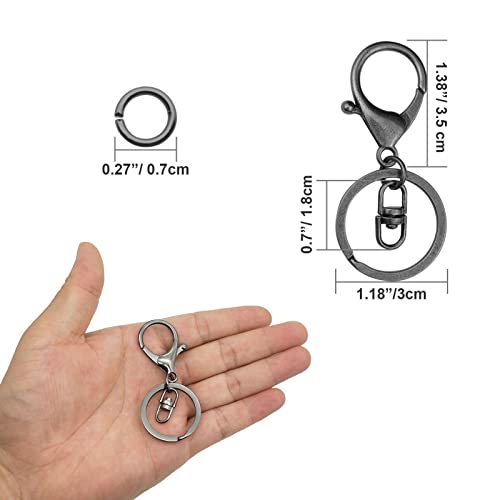 30Pcs Lobster Claw Clasps for Keychain Making,Metal Lobster Clasp Swivel Trigger Clips with Swivel Clasps Hook Flat Split Keychain Ring 100Pcs Open Jump Ring for DIY Craft Jewelry Making(Gun Black)