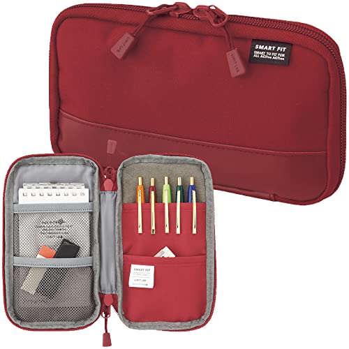 LIHITLAB Compact Pen Case (Pencil Case), Water & Stain Repellent,3.5" x 6.5'' , Red (A7687-3)