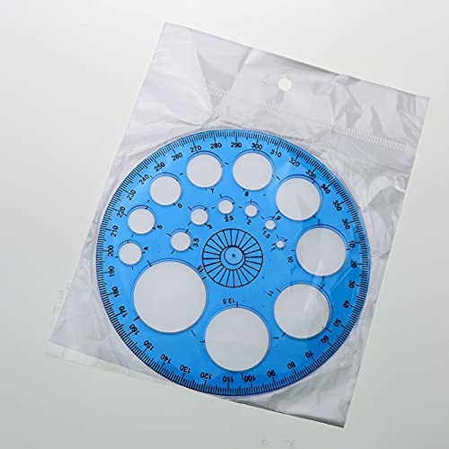 ZZHXSM 2 Pcs 360 Degree Circular Plastic Protractor Circle Maker Ruler Colorful Template, 15cm Blue