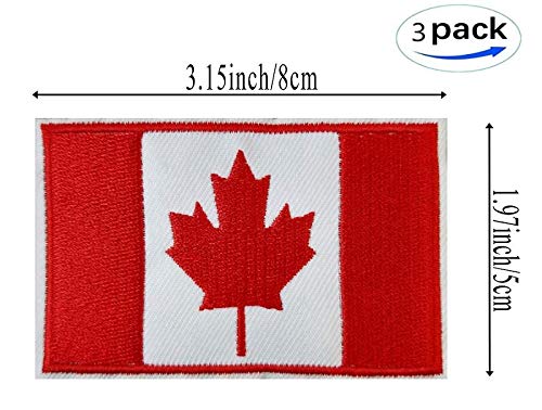 JAVD 3Pack Canada Flag Patch Canadian Flags Patchs, Canada Tactical Flag Embroidery Patch with, for Hats, Tactical Bags, Jackets, Clothes Patch Team Military Patch