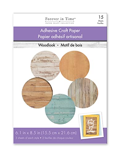 Paper Craft Scrapbook Adhesive Craft Paper Stack Pack - Distressed Wood -15 Sheets