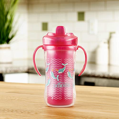Dr. Brown’s Milestones Hard Spout Insulated Sippy Cup with Handles, Pink, 10 oz, 2 Pack, 12m+