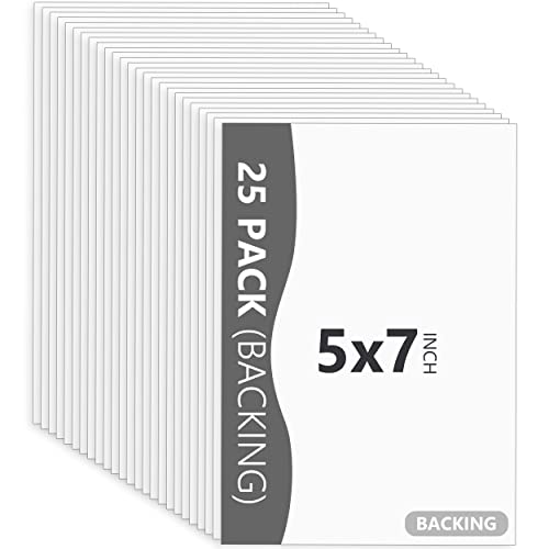 Somime 25 Pack Backing Boards Only - 5x7 Uncut White Mats Matboards, Acid Free Backerboards for Art Prints, Ideal for Photos/Pictures/Prints/Frames/Arts