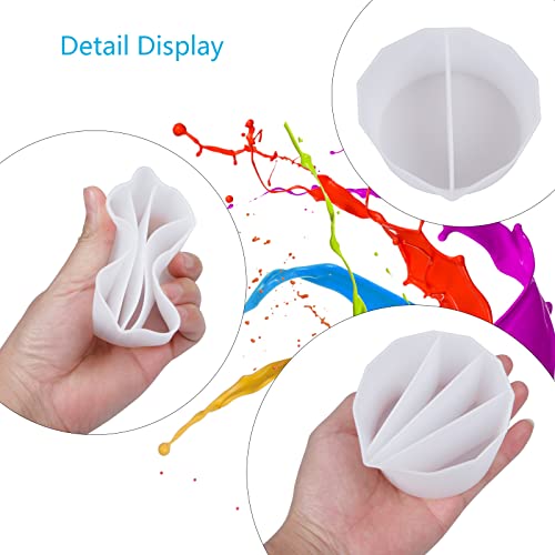 Fennoral Rusable Silicone Split Cup for Paint Pouring,8Pcs Silicone Paint Pour Cup with Gloves & Clean Brush, Acrylic Paint Pour Split Cup,Multi-Channel Split Cup Painting Tools Drawing Accessories