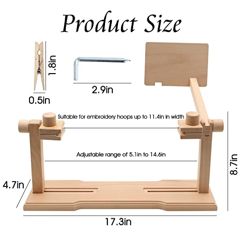 ZOCONE Multifunctional Beech Wood Embroidery Hoop Stand, Adjustable Embroidery Stand 360 Degrees Rotated Cross Stitch Stand, Embroidery Hoop Holder for Cross Stitch and Embroidery Project