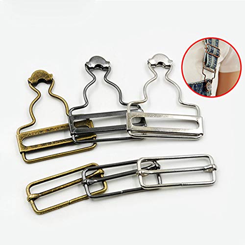 6 Pieces 1.5 inch Overall Buckles Suspenders Replacement Buckle Overalls Buttoned Hooking Metal Buckles Gourd Buckles Suspenders Buckle for DIY Art Sewing Clothing Craft(Sliver, Metal-Black, Bronze)