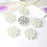 24 pcs Pearl Buttons Rhinestone Crystal Silver Flatback Beads Brooches Elegant Embellishment Accessory DIY Craft for Wedding Party Bags Shoes Dress Home Decoration 24mm (Silver)