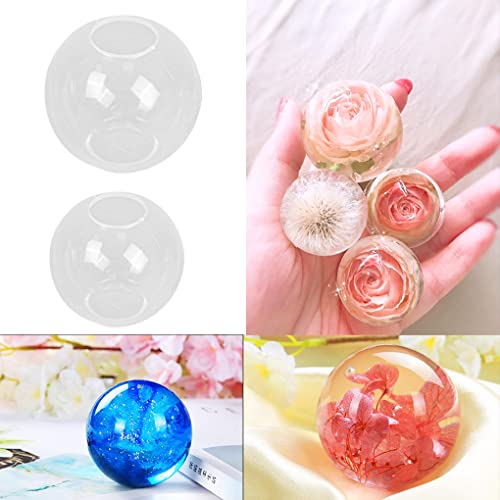 FineInno 2 PCS Sphere Resin Molds, Round Beads Silicone Molds, Ball Molds for Epoxy Resin DIY Pendant Earring Jewelry Making