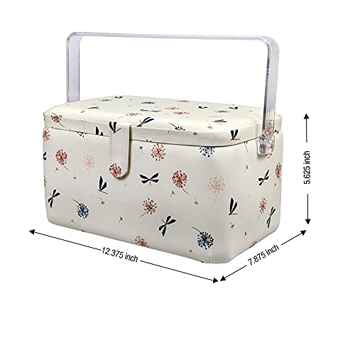 SINGER Large Premium Sewing Basket with Notions Sewing Kit & Matching Pin Cushion (Anthriscus Print)