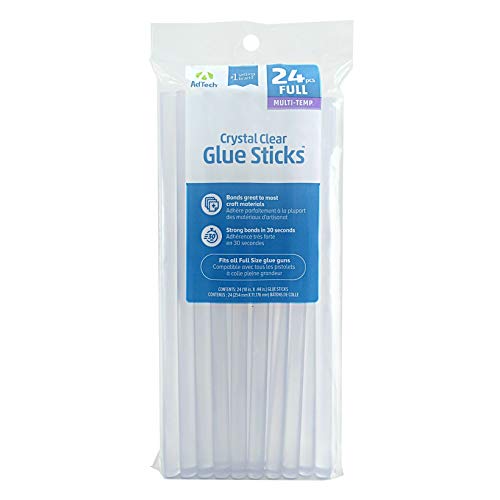 AdTech Hot Glue Sticks 10" Full Size, Clear, 24 Sticks