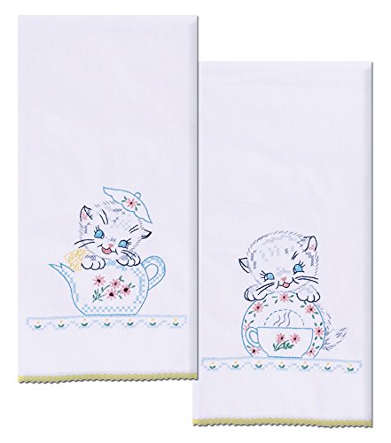 Design Works Crafts T264102 Kittens Towels 17" x 30" Stamped Kitchen Towels for Embroidery (Set of 2)