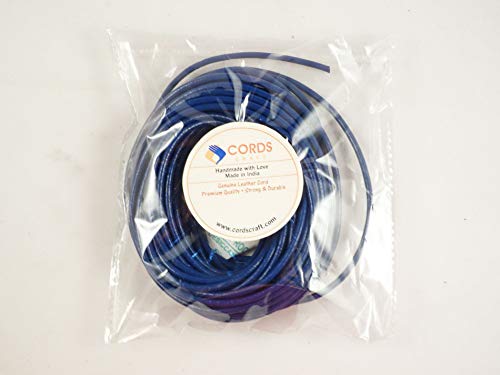Cords Craft® | 2.0mm Round Leather Cord for Jewelry Making Bracelet Necklaces Hair Accessories Dog Collar Beading Work Hobby and DIY Craft (Blue) | Roll of 10 Meters Round Leather Cord