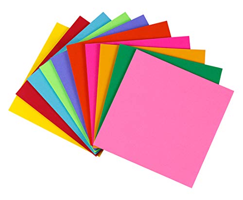 Hygloss 250 Cube Products Bright, 5-Inch Paper Squares-10 Assorted Colors-1 Pad, 5" x 5", Sheets