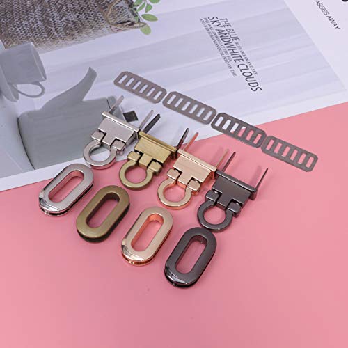 Supvox 4pcs Clasp Turn Lock Metal Hardware Oval Craft Case Clasp Flip Lock Purse Twist Turn Lock DIY Handbag Shoulder Bag Closure Purse (Light Golden, Black, Silver, Rose Gold)