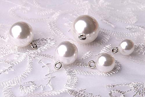 20 Pcs Small Pearl Buttons Full Round Pearl Bridal Buttons Crystal Rhinestone Buttons for Wedding Sewing (Pearl White,10mm)