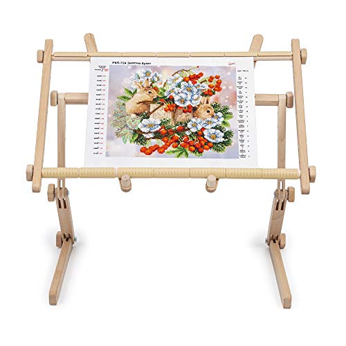 Needlework Table and Lap Hands-Free Stand Scroll Frame or Hoop Holder Made of Organic Beech Wood Tapestry Cross Stitch Embroidery Frame Holder