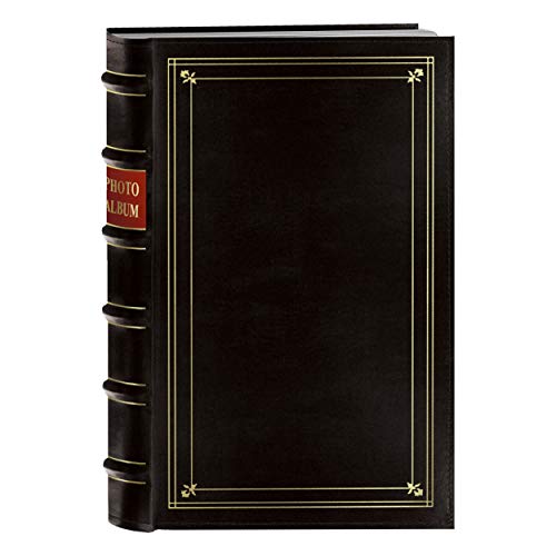 Pioneer Photo 204-Pocket Ring Bound Photo Album for 4 by 6-Inch Prints, Black Bonded Leather with Gold Accents Cover