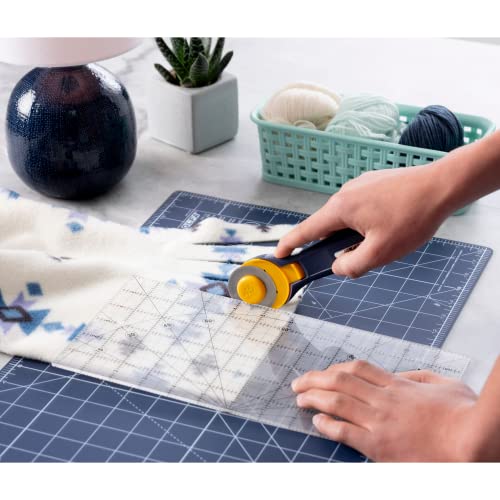 OLFA 45mm Quick-Change Rotary Cutter (RTY-2C/NBL) - Rotary Fabric Cutter w/ Blade Cover for Crafts, Sewing, Quilting, Replacement Blade: OLFA RB45-1 (Navy)