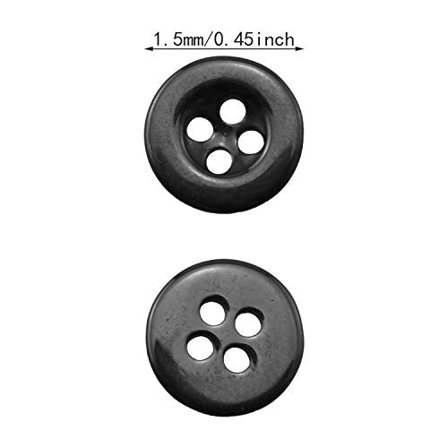 WHYHKJ 100pcs Round Black Resin Button 11.5mm 4 Holes Sewing Buttons for Garment DIY Sewing Clothing Accessories