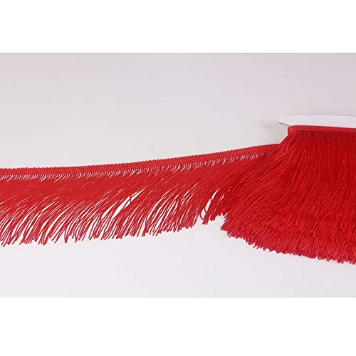 Heartwish268 Fringe Trim Lace Polyerter Fibre Tassel 6inch（″） Wide 10 Yards Long for Clothes Accessories and Latin Wedding Dress and DIY Lamp Shade Decoration Black White Red (Red)