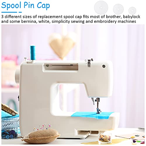 Spool Cap Sewing Machine Spool Pin Cap Small Medium Large Replacement Spool Cap Compatible with Brother, Babylock Sewing and Embroidery Machines, 45 mm, 35 mm and 25 mm, White(9 Pieces)