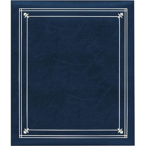 Pioneer Photo Album Post Bound, Clear Pocket Photo Album with Solid Color Covers, Holds 12-5x7" And 4-8" X 10" Photos, Color: Navy Blue.