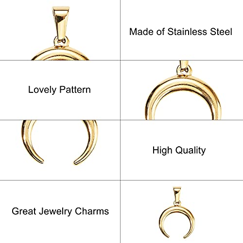 DanLingJewelry 12 pcs 304 Stainless Steel Charms Double Crescent Moon Charms for Jewelry Making DIY Necklace Bracelet