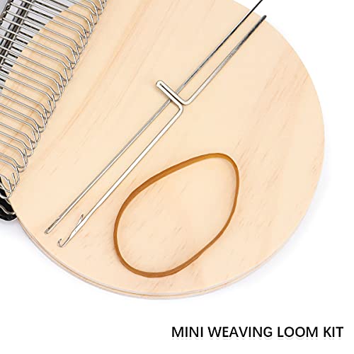 Small Loom Speedweve Type Weave Tool - Mini Wooden Weaving Loom Kit Convenient Darning Loom Mending Loom Knitting Loom for Craft DIY Weaving Arts Darning Tool for Jeans, Socks and Clothes (28 Hooks)