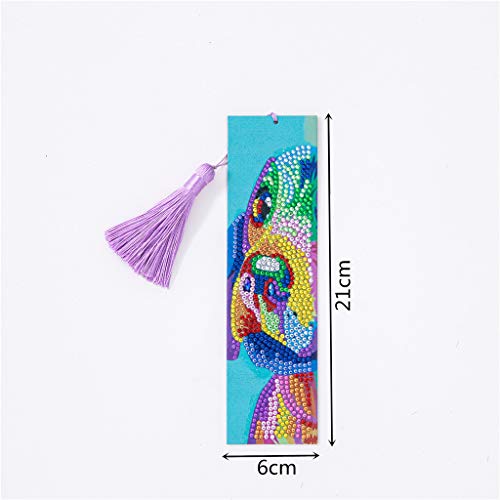 3 Pieces Diamond Painting Kits Cartoon Dog Bookmarks with Tassel DIY Leather Bookmark Art Craft 5D Special Shaped Crystal Paint by Numbers for Adults Kids Students Gift (6x21cm)