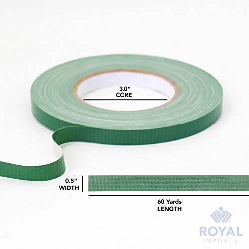 Royal Imports Floral Tape Green, Flower Wrap Adhesive Waterproof Tape for Bouquets 0.5" (60 Yd/180 Ft) - 1 Roll