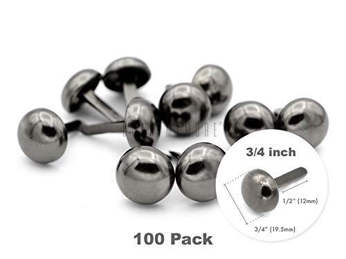 CRAFTMEMORE Round Brads Purse Feet Handbag Nailheads Spike Prong Studs 15MM 18MM 20MM 22MM 50 PCS (20 mm (≈13/16"), Gunmetal)