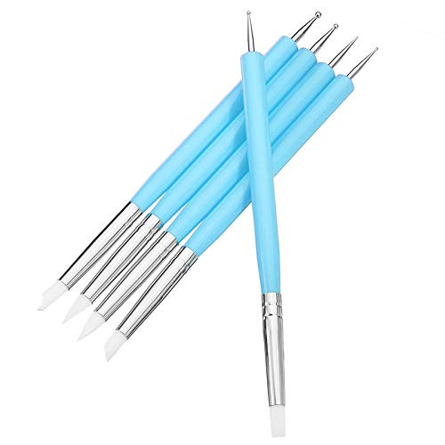 Zuoyou 5 pcs/Set Soft Pottery Clay Tool Silicone & Stainless Steel Two Head Sculpting Polymer Modelling Shaper Art Tools Blue