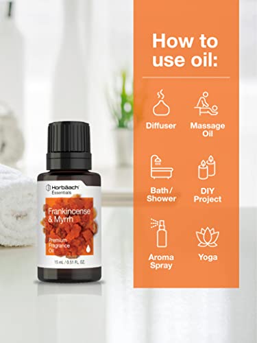 Frankincense & Myrrh Fragrance Oil | 0.51 fl oz (15ml) | Premium Grade | for Diffusers, Candle and Soap Making, DIY Projects & More | by Horbaach