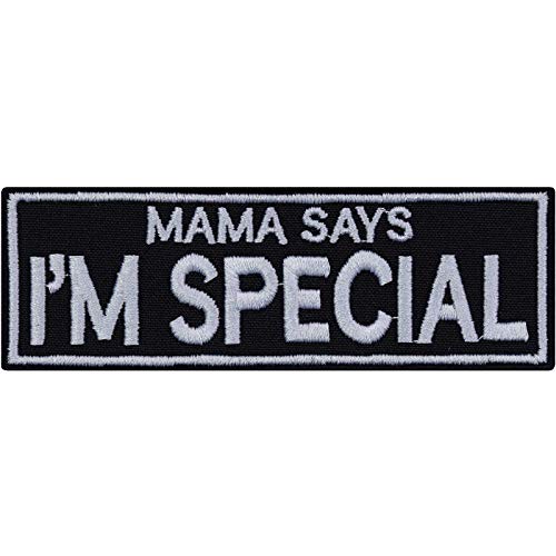 Mama SAYS I' M Special Iron on Cute Patches - Adorable Morale Patch Sew on Patch for Children, Teens, Dogs, Bikers - Use on Jackets, School Bags, Caps and Pet Vests - 3.93X1.37 in