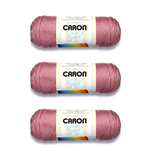 Caron Simply Soft Plum Wine Yarn - 3 Pack of 170g/6oz - Acrylic - 4 Medium (Worsted) - 315 Yards - Knitting/Crochet