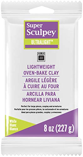 Super Sculpey Ultralight White, Lightweight, Non Toxic. Soft, Sculpting Modeling Polymer clay, Oven-bake clay, 8 oz bar. Great for all advanced sculptors, artists and cosplayers.