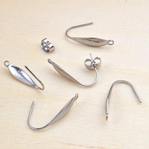 50pcs Earring Hooks Teardrop Ear Wire Hooks with 50pcs Stainless Steel Butterfly Earring Backs for Jewelry Making