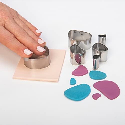 Sculpey Tools™ Stainless Steel 3 piece Irregular Oval Cutter Set. Nested, graduated sizes, perfect for use in all craft projects from jewlery, mixed media to home decor.