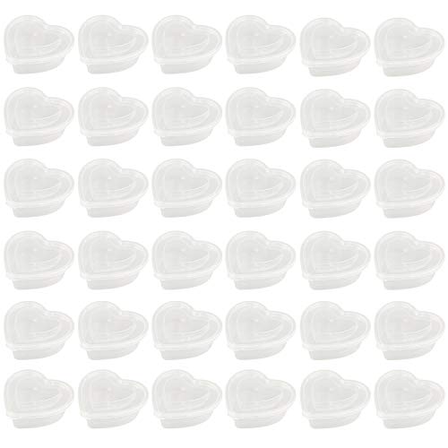 Goodma 36 Pieces 5 oz Heart Shaped Slime Storage Containers Transparent Plastic Box with Lids