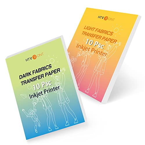 HTVRONT Heat Transfer Paper for T Shirts - 20 Pack Mixed Light & Dark Iron on Transfer Paper,8.5" x 11" Printable Heat Transfer Vinyl for Inkjet Printer, Durable & Easy to Use