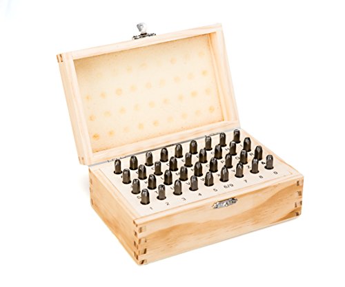 HimaPro Letter and Number Stamp Set 36pcs 40Cr Alloy Steel Metal Stamp Number & Letter Punch Set in a Wooden case (3mm 1/8 Inch)