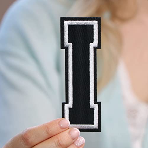 Iron On Letters Patches Premium Quality - Cute Letter for Clothing - Varsity Patch for Clothes - Embroidered Letters 4 1/2 Patches for Jeans Jackets - Sew on Appliques Red I